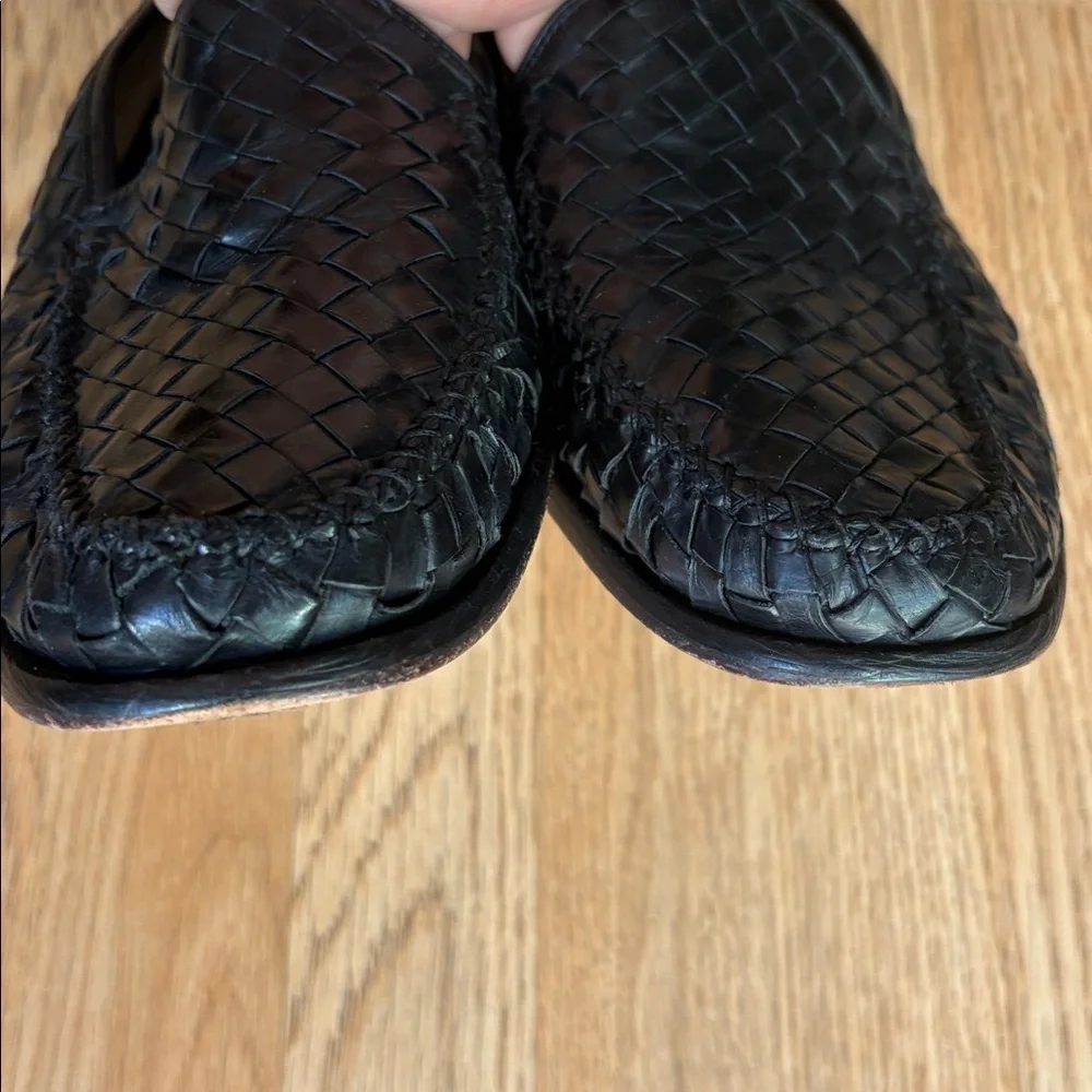 Cole Haan black woven leather men's slip on classic loafers timeless Sz 12 - Picture 5 of 7